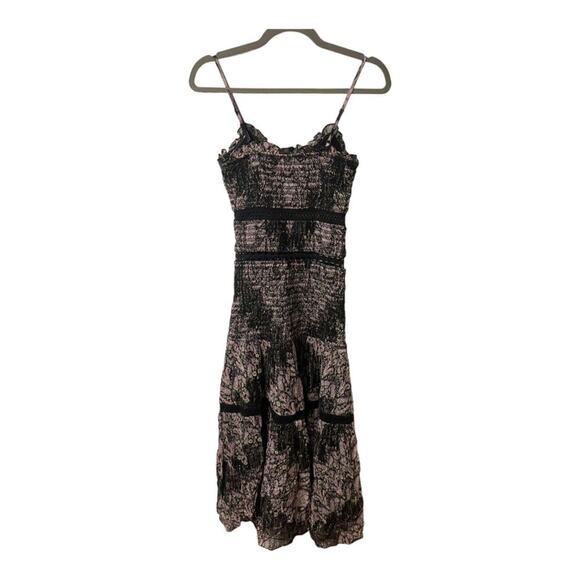 Hemant & Nandita Dress Midi Smocked Crochet Floral Garden Boho Spring Cottage XS - Picture 5 of 11